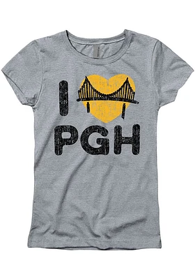 Pittsburgh Girls Grey I Heart PGH Short Sleeve Tee