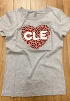 Cleveland Girls Pink Cheetah Heart Grey Short Sleeve Tee