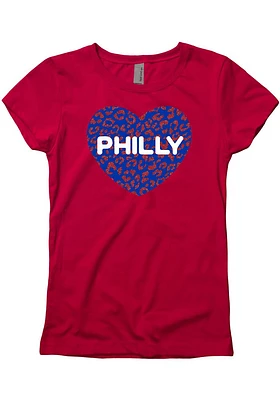 Philadelphia Girls Cheetah Heart Short Sleeve Tee