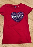 Philadelphia Girls Cheetah Heart Short Sleeve Tee