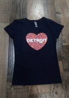 Detroit Girls Navy Blue Cheetah Heart Short Sleeve Tee