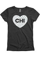 Chicago Girls Black Cheetah Heart Short Sleeve Tee