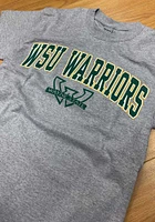 Wayne State Warriors Grey Arch Mascot Short Sleeve T Shirt