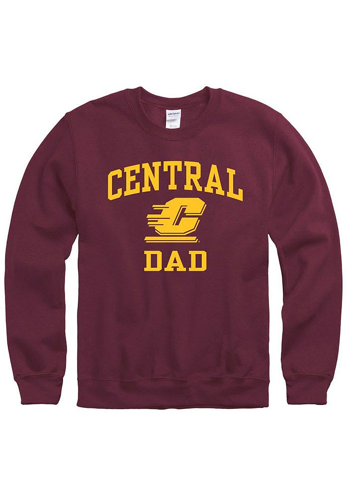 Central Michigan Chippewas Mens Maroon Dad Number One Long Sleeve Crew Sweatshirt