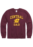 Central Michigan Chippewas Mens Maroon Dad Number One Long Sleeve Crew Sweatshirt