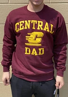 Central Michigan Chippewas Mens Maroon Dad Number One Long Sleeve Crew Sweatshirt