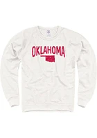 Oklahoma Mens Oatmeal Arch State Shape Long Sleeve Crew Sweatshirt