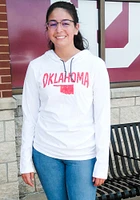 Oklahoma Mens White Arch State Shape Long Sleeve Hoodie