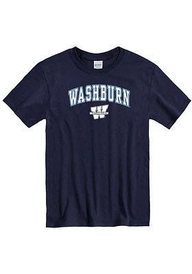 Washburn Ichabods Navy Blue Arch Mascot Short Sleeve T Shirt