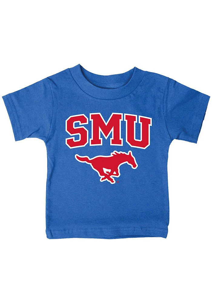 SMU Mustangs Infant Arch Mascot Short Sleeve T-Shirt Blue