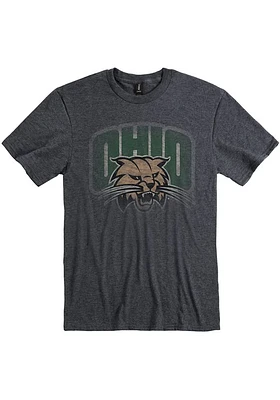 Ohio Bobcats Dark Grey Fade Out Short Sleeve T Shirt