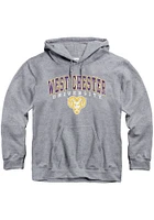 West Chester Golden Rams Mens Grey Arch Mascot Long Sleeve Hoodie