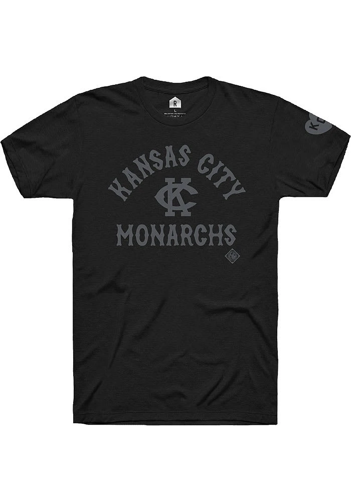 Rally Kansas City Monarchs Black Mono Number 1 Graphic Short Sleeve Fashion T Shirt