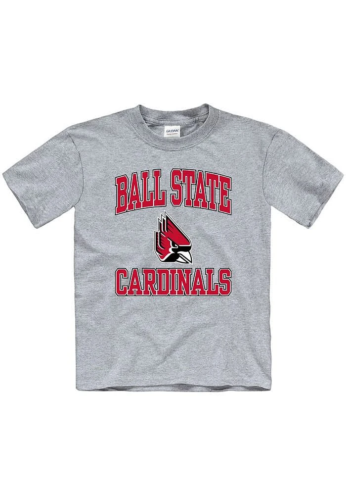 Ball State Cardinals Youth Grey No 1 Short Sleeve T-Shirt