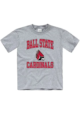 Ball State Cardinals Youth Grey No 1 Short Sleeve T-Shirt