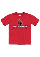 Ball State Cardinals Youth Red Primary Logo Short Sleeve T-Shirt