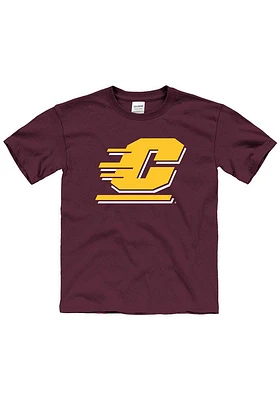 Central Michigan Chippewas Youth Maroon Primary Logo Short Sleeve T-Shirt