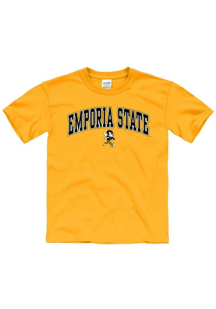Emporia State Hornets Youth Gold Arch Mascot Short Sleeve T-Shirt