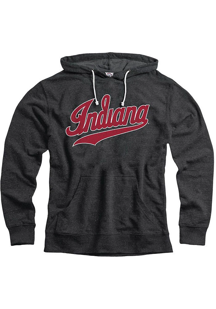 Indiana Hoosiers Mens Black Script Logo Snow Heather Fashion Hood