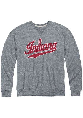 Indiana Hoosiers Mens Grey Script Logo Snow Heather Long Sleeve Fashion Sweatshirt