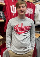 Indiana Hoosiers Grey Script Logo Long Sleeve T Shirt