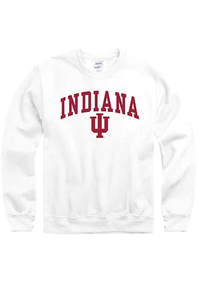 Indiana Hoosiers Mens White Arch Mascot Long Sleeve Crew Sweatshirt