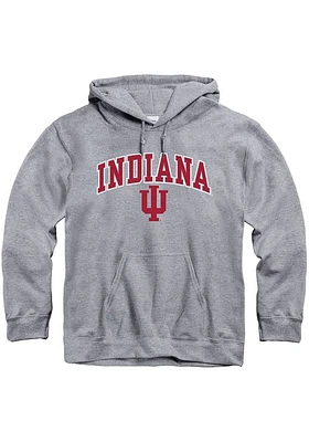 Indiana Hoosiers Mens Grey Arch Mascot Long Sleeve Hoodie