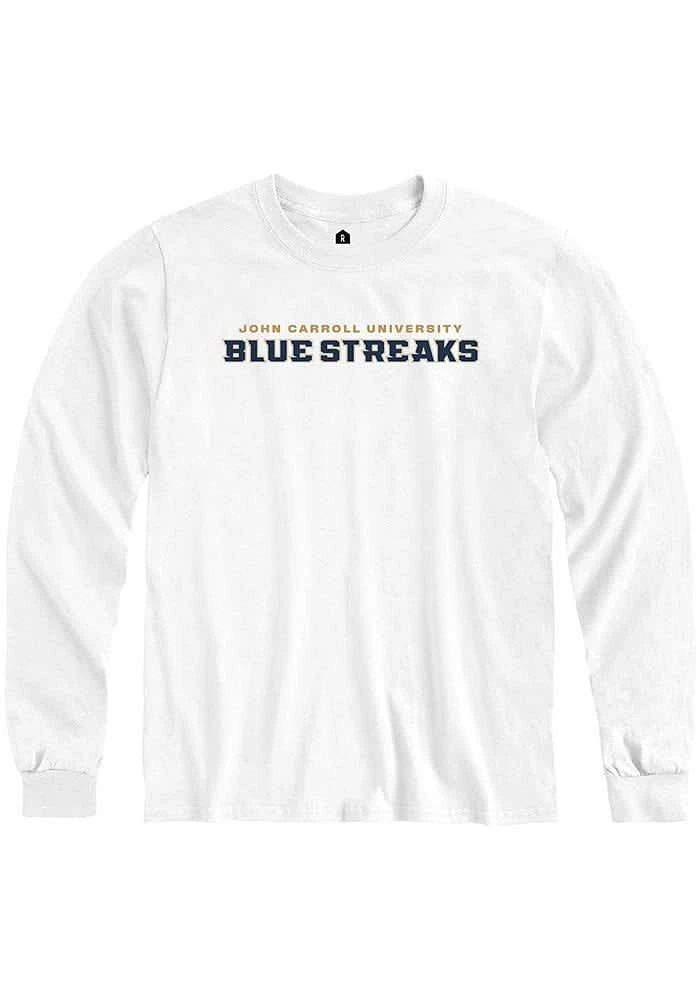 Rally John Carroll Blue Streaks White Loud Long Sleeve T Shirt