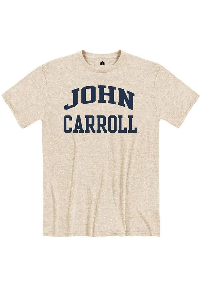 Rally John Carroll Blue Streaks Oatmeal Arch Name Short Sleeve Fashion T Shirt