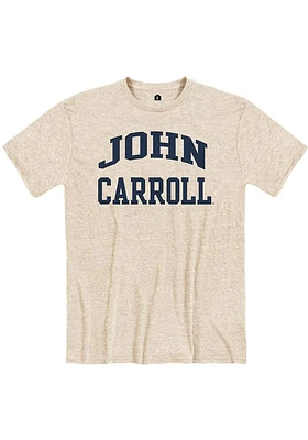 Rally John Carroll Blue Streaks Oatmeal Arch Name Short Sleeve Fashion T Shirt