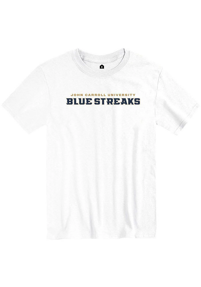 Rally John Carroll Blue Streaks White Loud Short Sleeve T Shirt