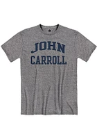 Rally John Carroll Blue Streaks Graphite Snow Heather Arch Name Short Sleeve T Shirt