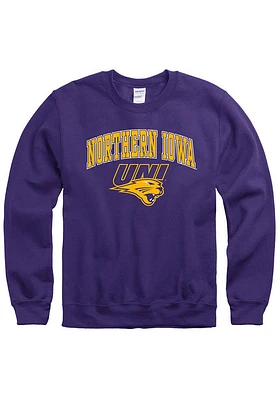 Northern Iowa Panthers Mens Arch Mascot Long Sleeve Crew Sweatshirt