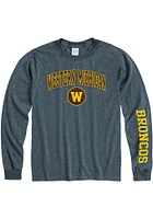 Western Michigan Broncos Charcoal Arch Mascot Long Sleeve T Shirt