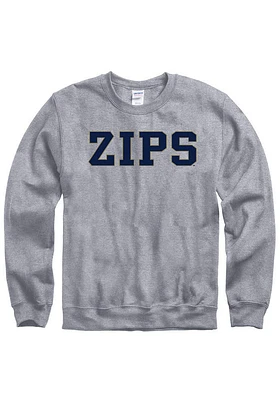 Akron Zips Mens Grey Long Sleeve Crew Sweatshirt