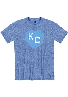 Rally Kansas City Monarchs Blue Mono Heart Short Sleeve Fashion T Shirt