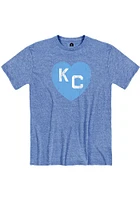 Rally Kansas City Monarchs Blue Mono Heart Short Sleeve Fashion T Shirt