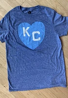 Rally Kansas City Monarchs Blue Mono Heart Short Sleeve Fashion T Shirt