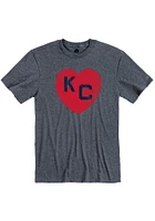 Rally Kansas City Monarchs Navy Blue Heart Short Sleeve Fashion T Shirt