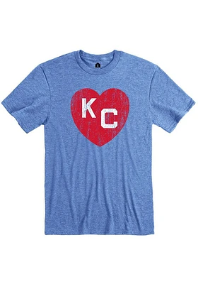 Rally Kansas City Monarchs Blue Contrast Heart Short Sleeve Fashion T Shirt