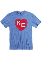Rally Kansas City Monarchs Blue Contrast Heart Short Sleeve Fashion T Shirt