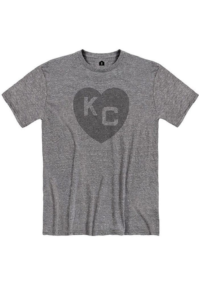 Rally Kansas City Monarchs Graphite Heart Design Short Sleeve Fashion T Shirt
