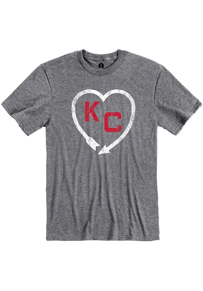 Rally Kansas City Monarchs Graphite Arrow Heart Short Sleeve Fashion T Shirt