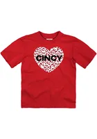 Cincinnati Toddler Girls Red Cheetah Heart Short Sleeve T-Shirt