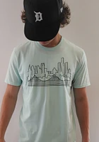 Rally Detroit Teal Skyline Short Sleeve T Shirt