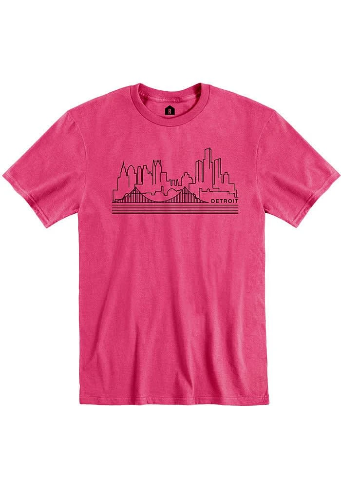 Rally Detroit Pink Skyline Short Sleeve T Shirt