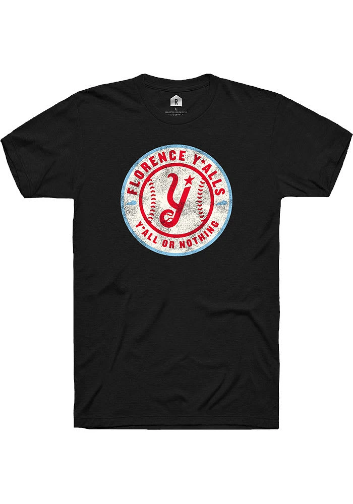 Rally Florence Yalls Black Baseball Short Sleeve Fashion T Shirt