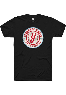 Rally Florence Yalls Black Baseball Short Sleeve Fashion T Shirt