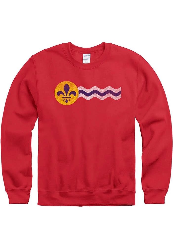 St Louis Mens Red City Flag Long Sleeve Crew Sweatshirt