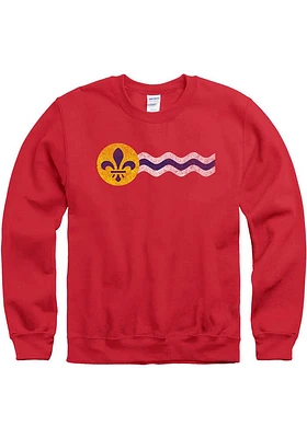 St Louis Mens Red City Flag Long Sleeve Crew Sweatshirt